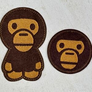 Pack of 2 Large Baby Milo Iron on Patch Baby Monkey Iron on Patch Monkey Patch